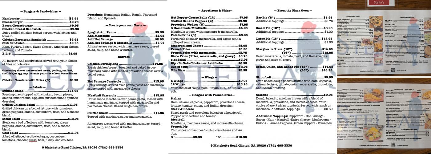 Stella's Menu