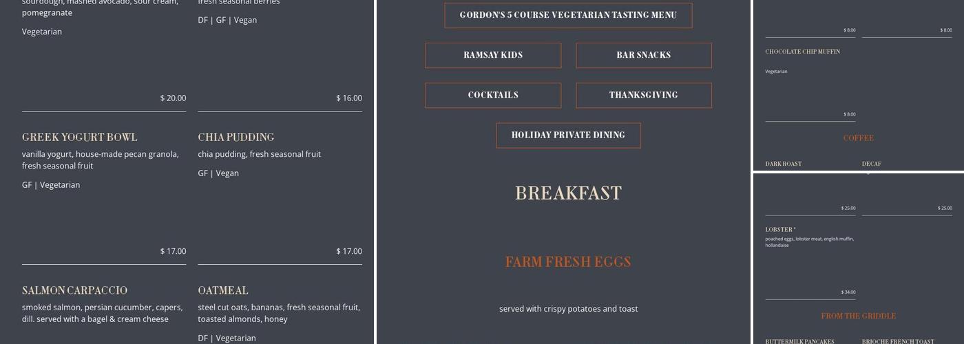 Ramsay's Kitchen Menu