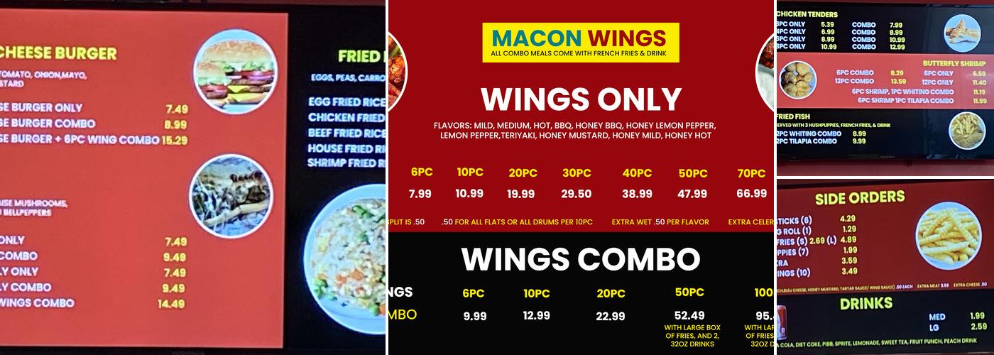 Macon Wings Menu