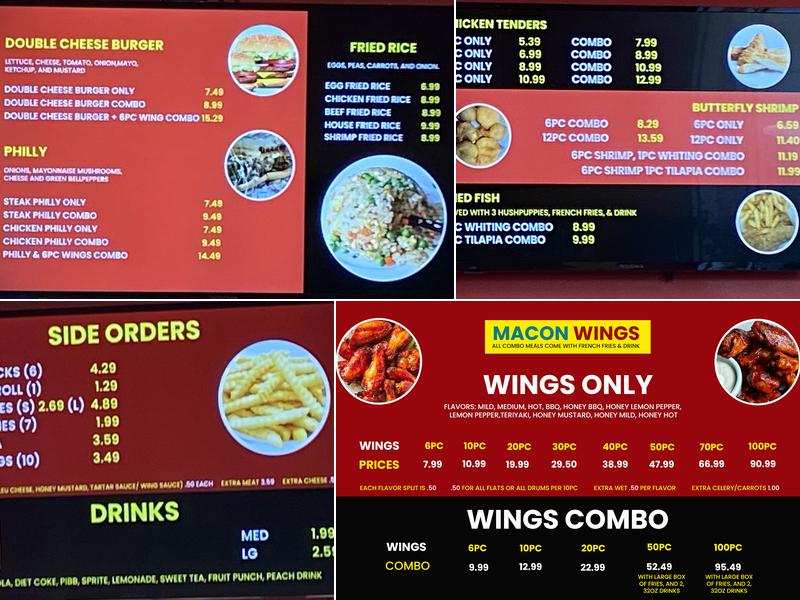 Macon Wings Menu