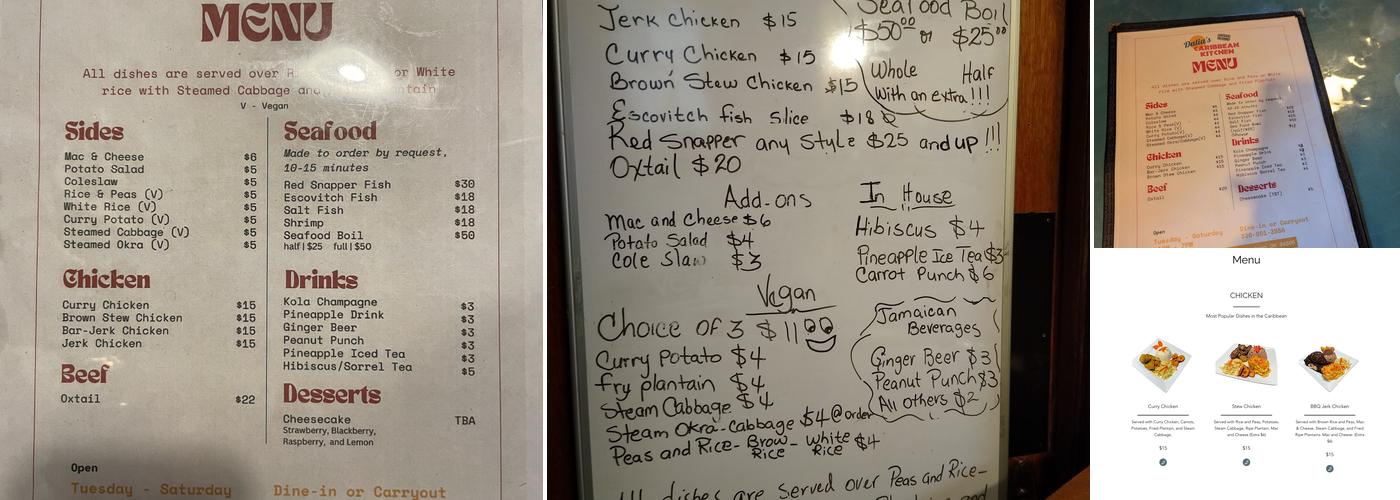 Dalia’s Caribbean Kitchen Menu