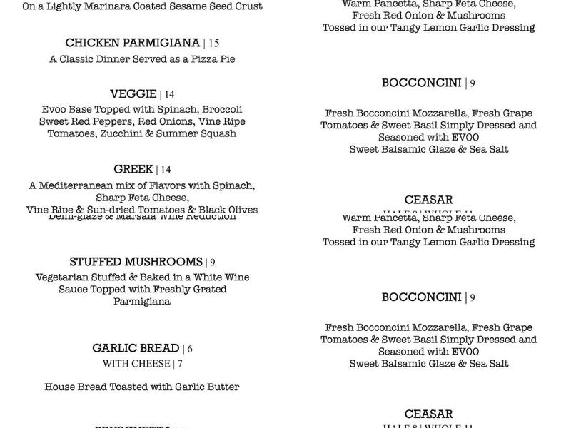 Jr’s Williston Menu