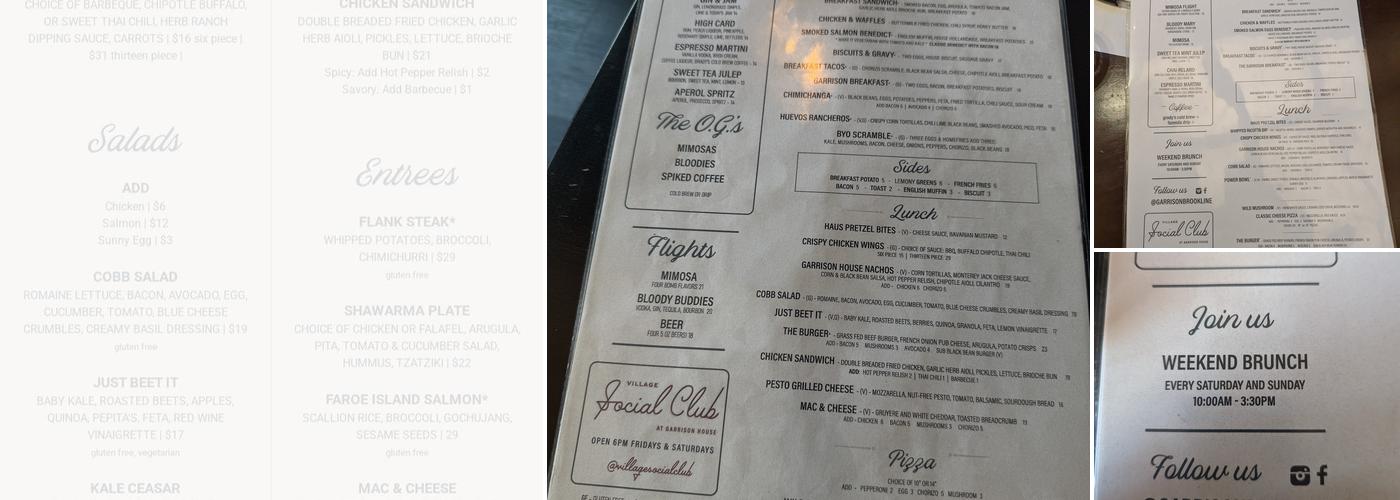 Garrison House Menu