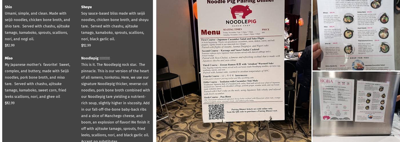Noodlepig Menu