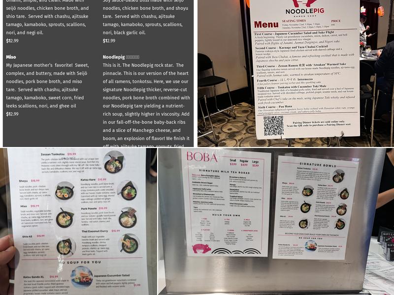 Noodlepig Menu