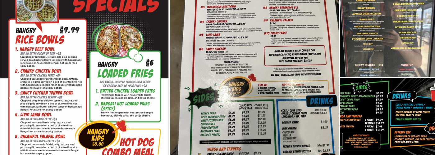 Hangry Burger Menu