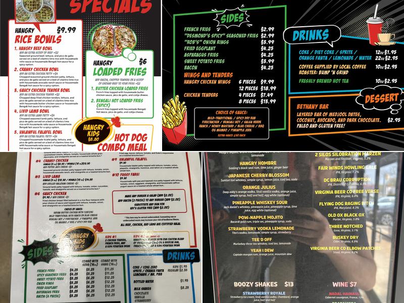 Hangry Burger Menu