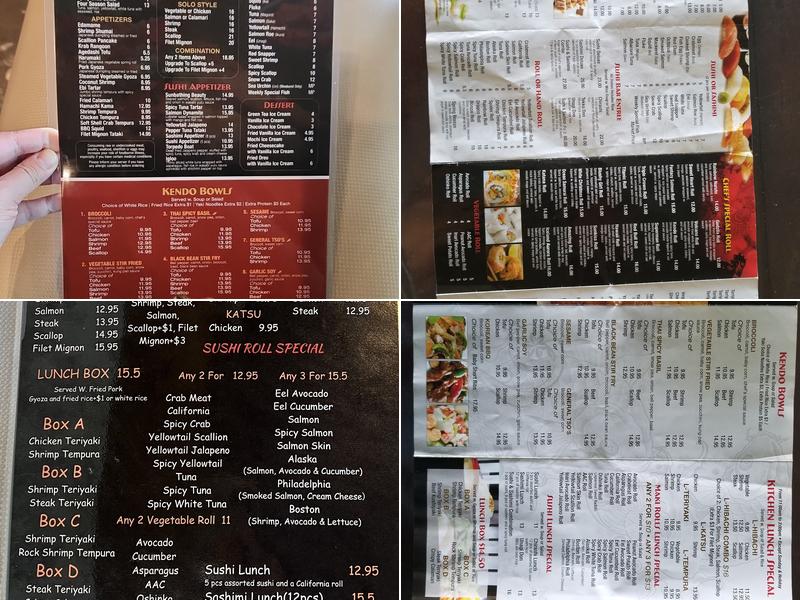 Kendo Asian Cuisine Sushi and Hibachi Menu