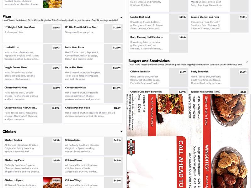 Hunt Brothers Pizza & Chicken Menu
