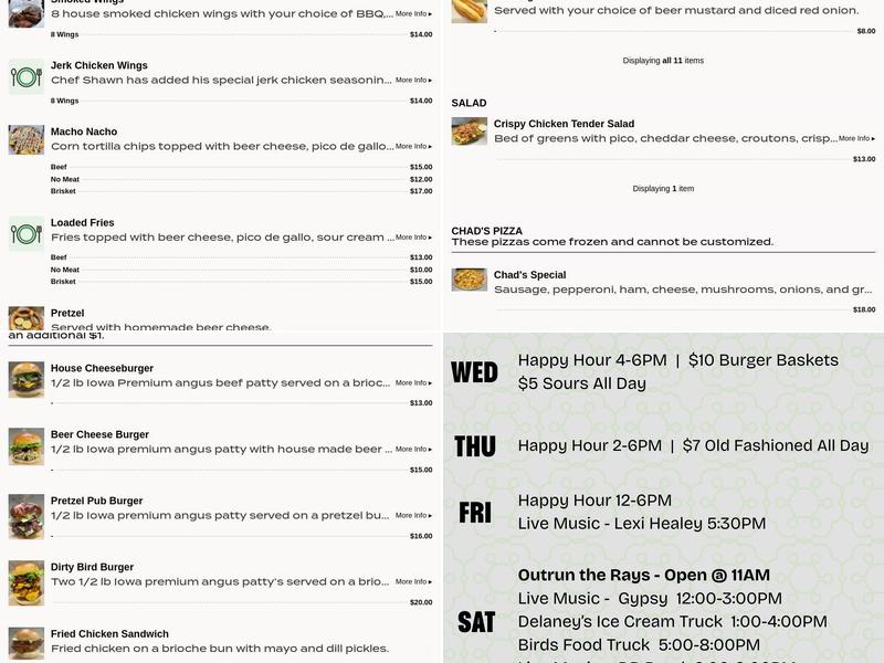 Darkbird Taphouse Menu