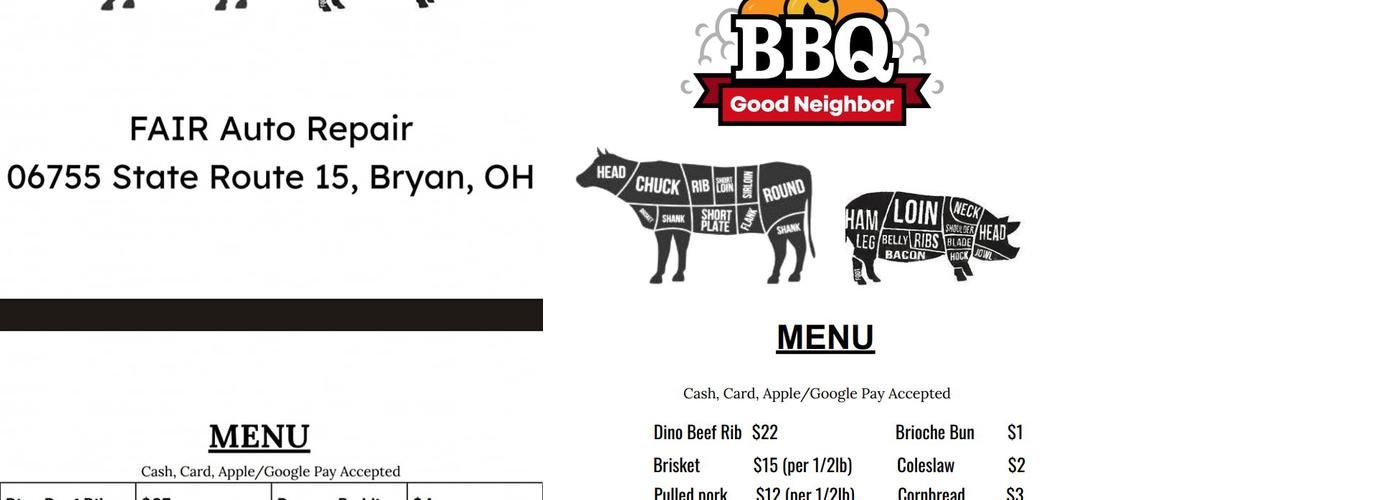 Bard's BBQ Menu