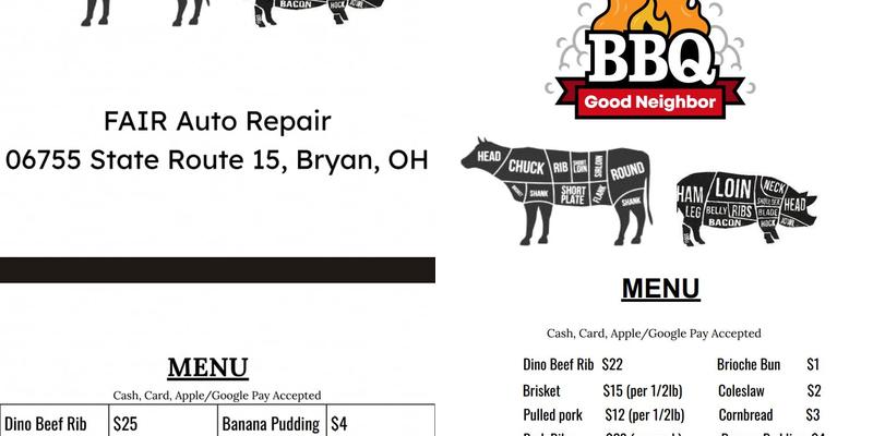 Bard's BBQ Menu
