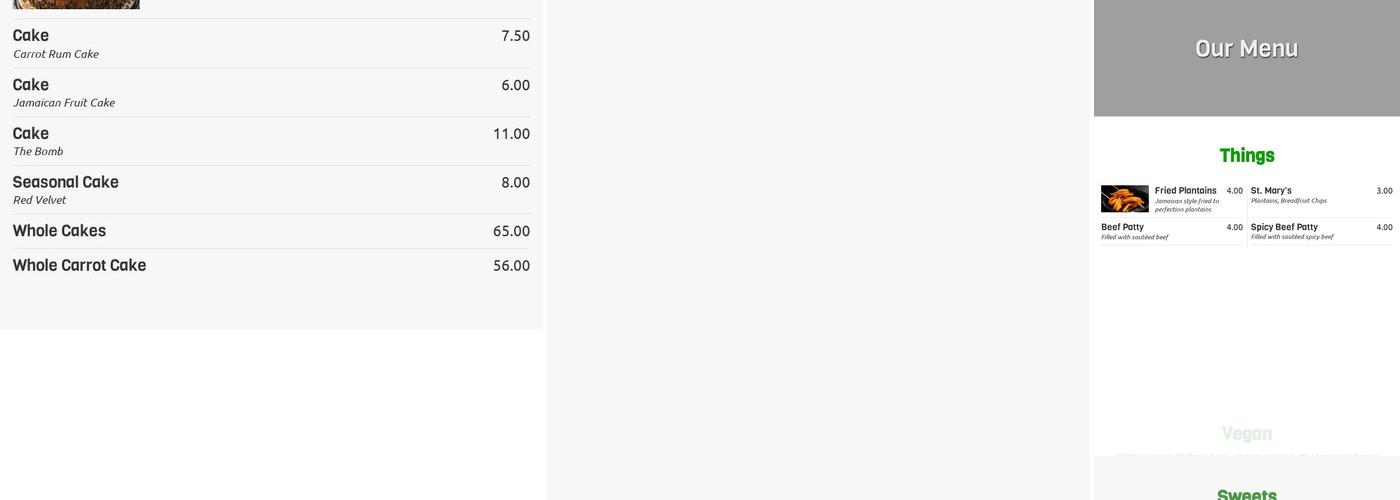 One Love Ma Maebelle's Cafe Menu