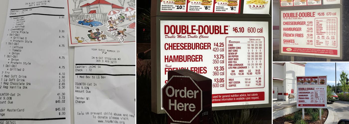 In-N-Out Burger Menu