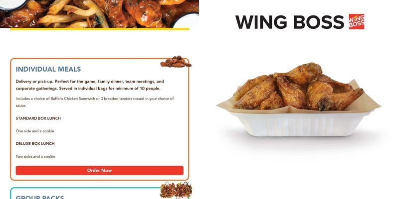 Wing Boss Menu
