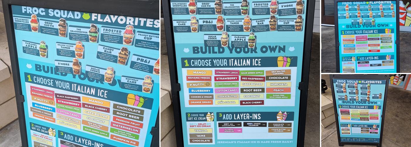 Jeremiah's Italian Ice Menu