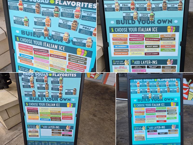 Jeremiah's Italian Ice Menu