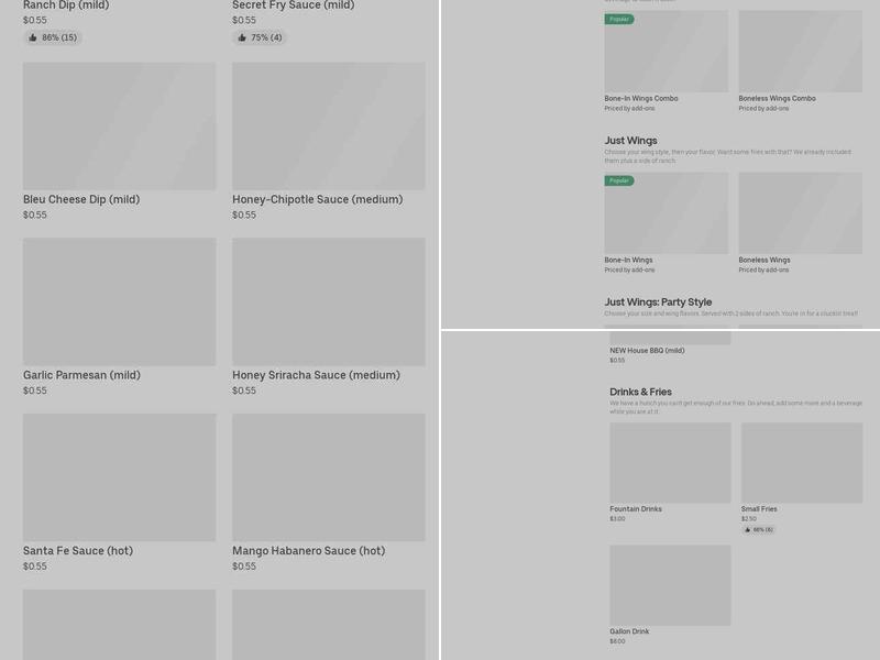 It's Just Wings Menu