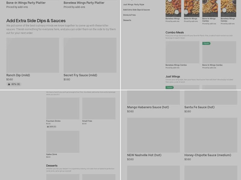 It's Just Wings Menu