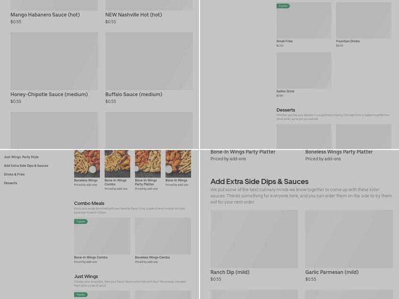 It's Just Wings Menu