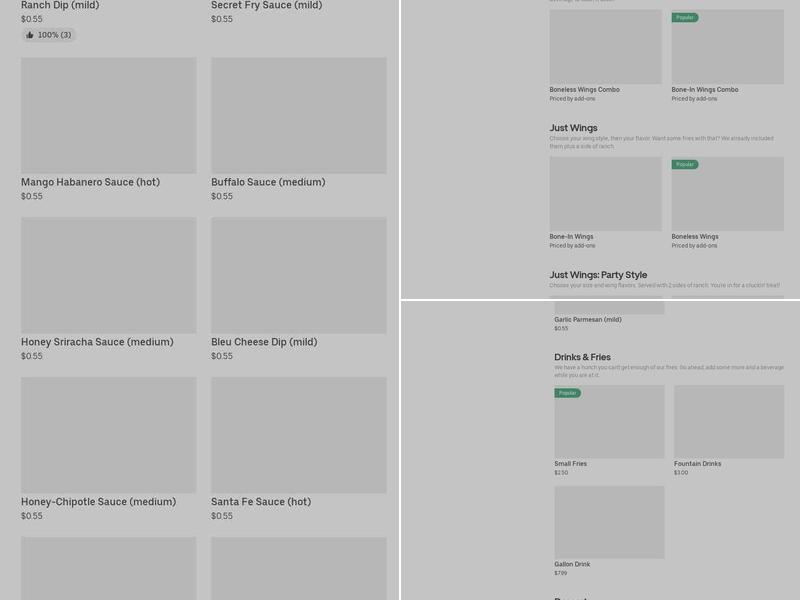 It's Just Wings Menu