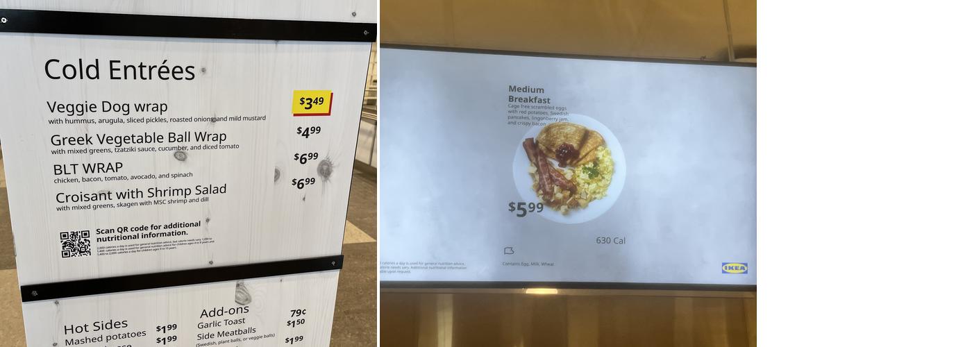 IKEA Restaurant Menu