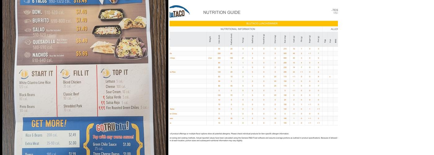 BluTaco Menu