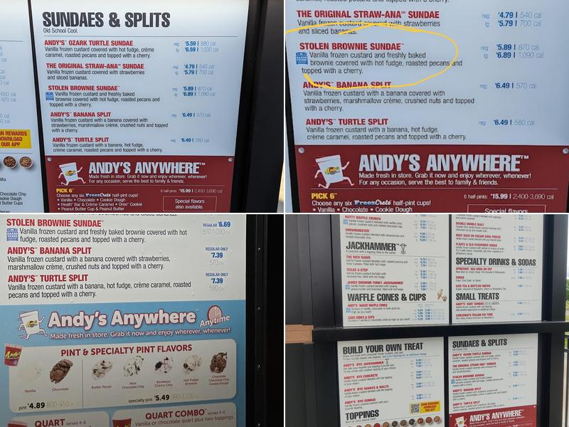 Andy's Frozen Custard Menu