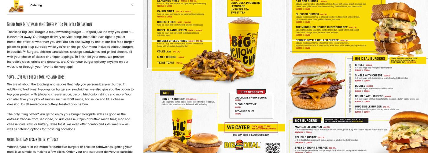 Big Deal Burger Menu