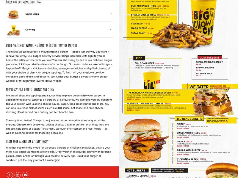 Big Deal Burger Menu