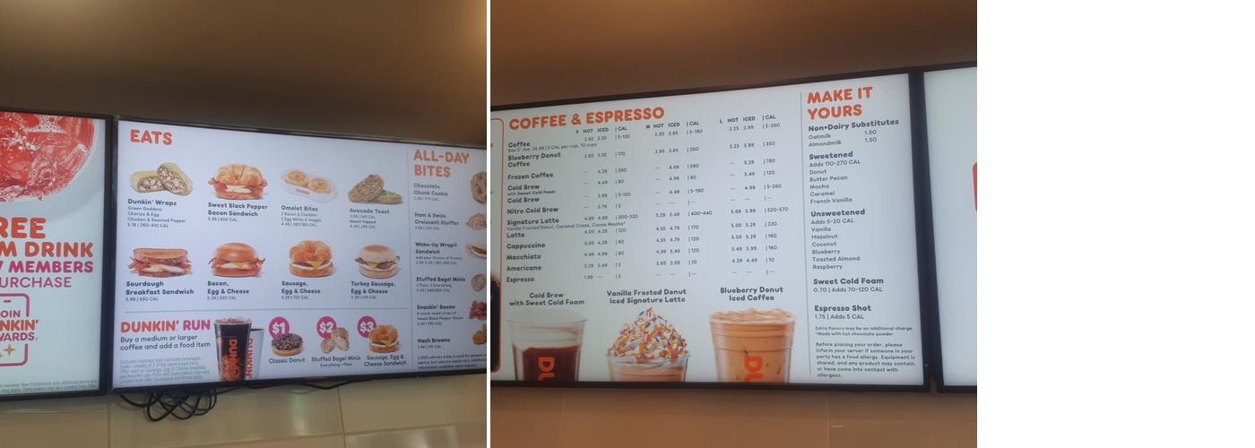 Dunkin' Menu