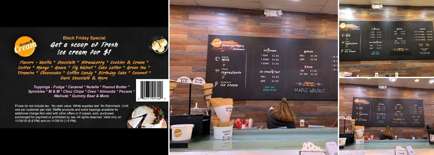 Scream4Cream Menu