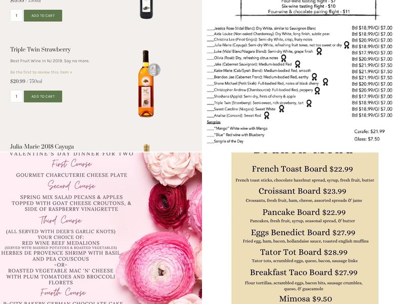 Salem Oak Vineyards & Winery Menu