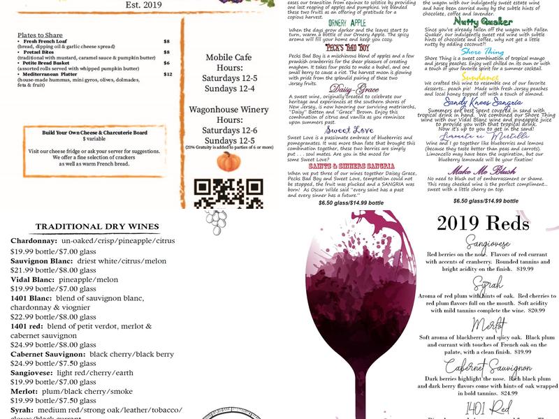 Wagonhouse Winery Menu