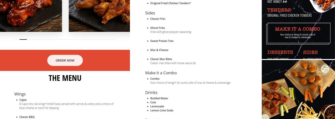 Firebelly Wings Menu