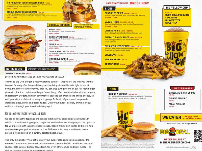 Big Deal Burger Menu