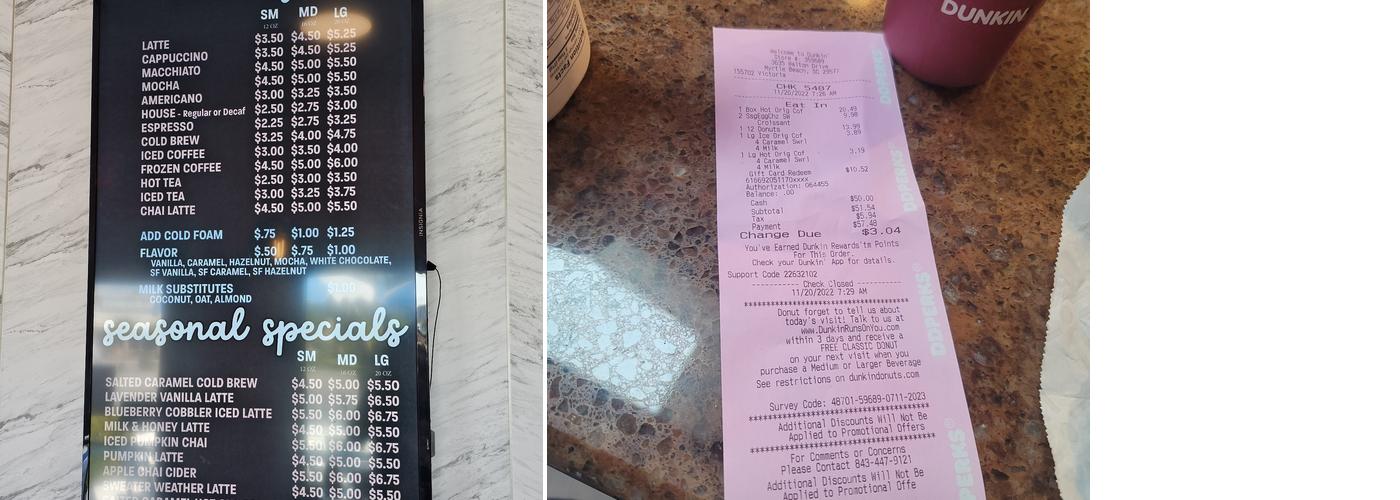 Dunkin' Menu