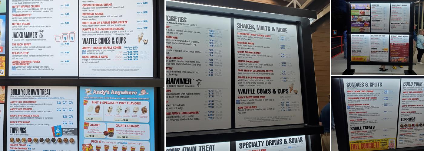 Andy's Frozen Custard Menu