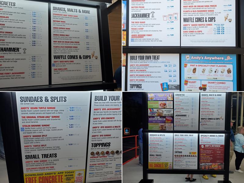 Andy's Frozen Custard Menu