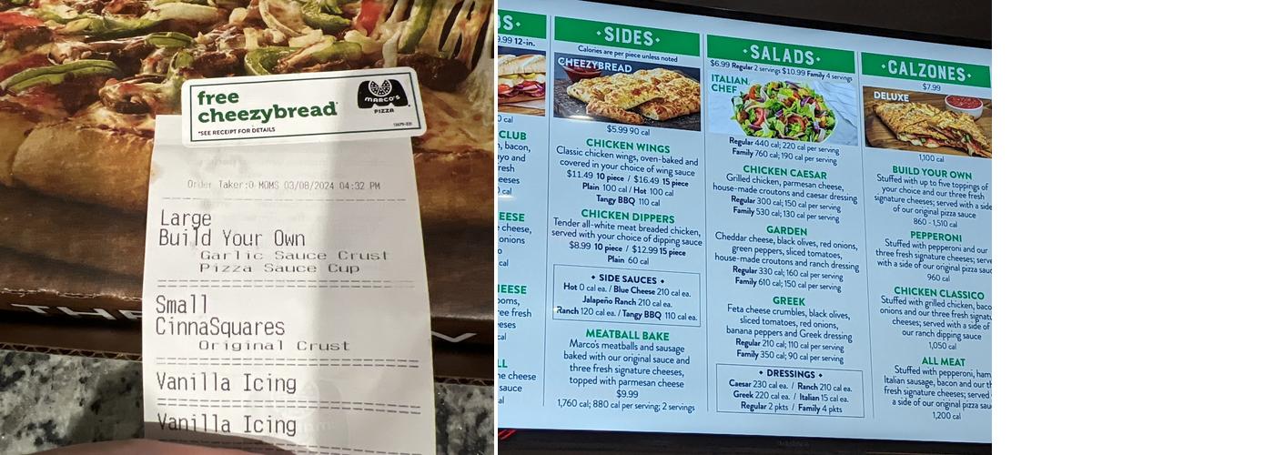 Marco's Pizza Menu