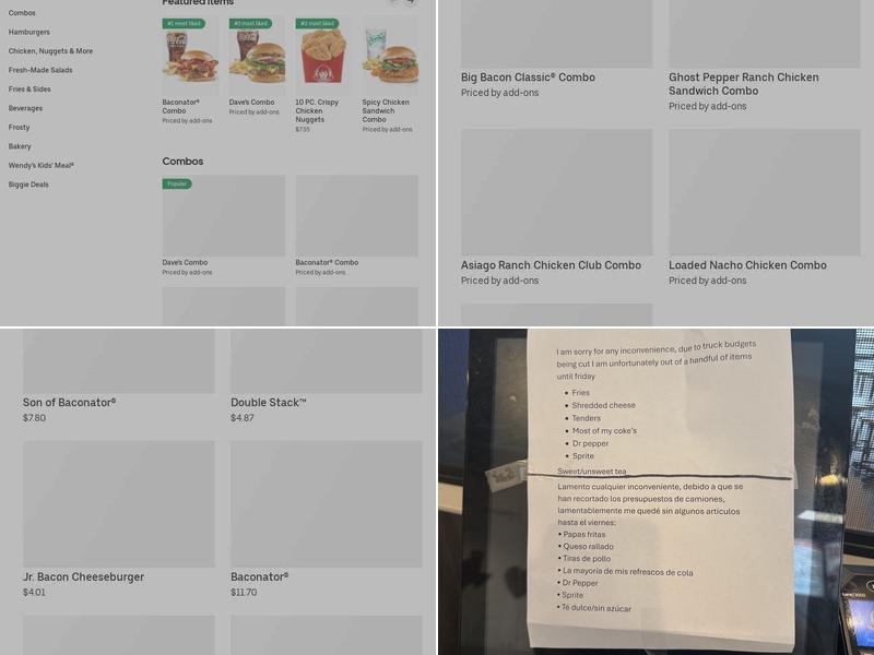 Wendy's Menu