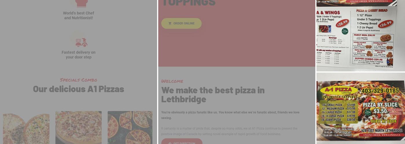 A1 pizza Lethbridge Menu