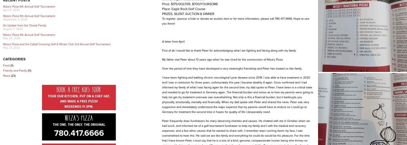 Nitza’s Pizza Menu