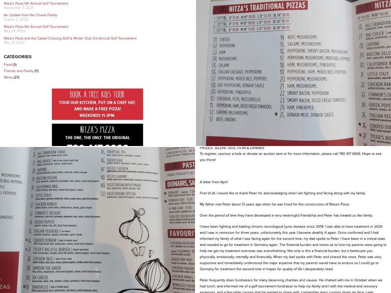 Nitza’s Pizza Menu