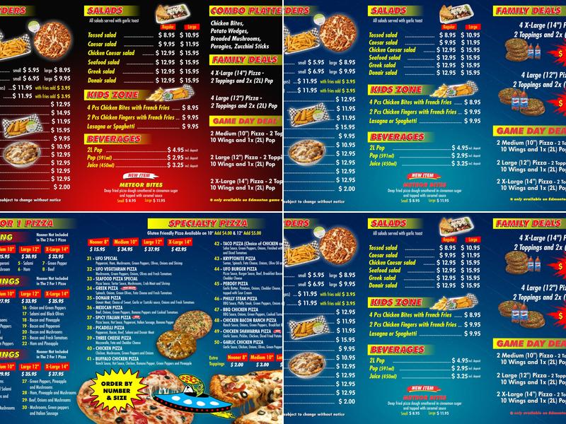 U.F.O. Pizza Menu
