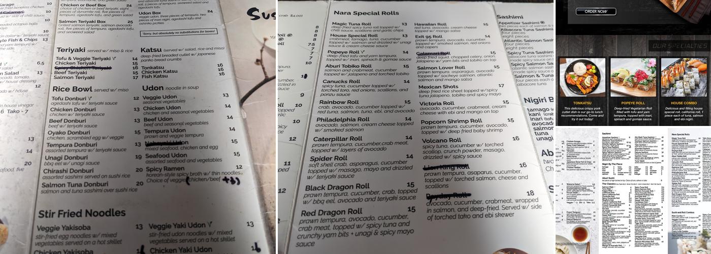 Sushi Nara-Gladwin Menu