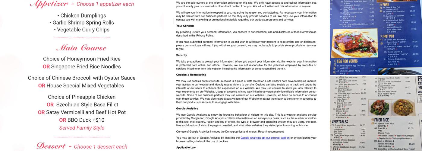 Moon Wok Chinese Restaurant Menu