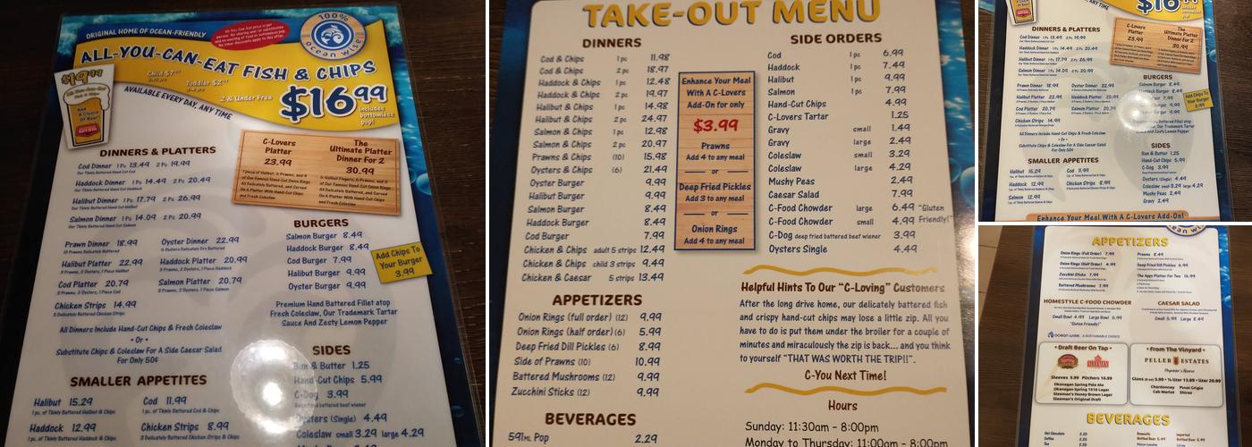 C-Lovers Fish & Chips Menu