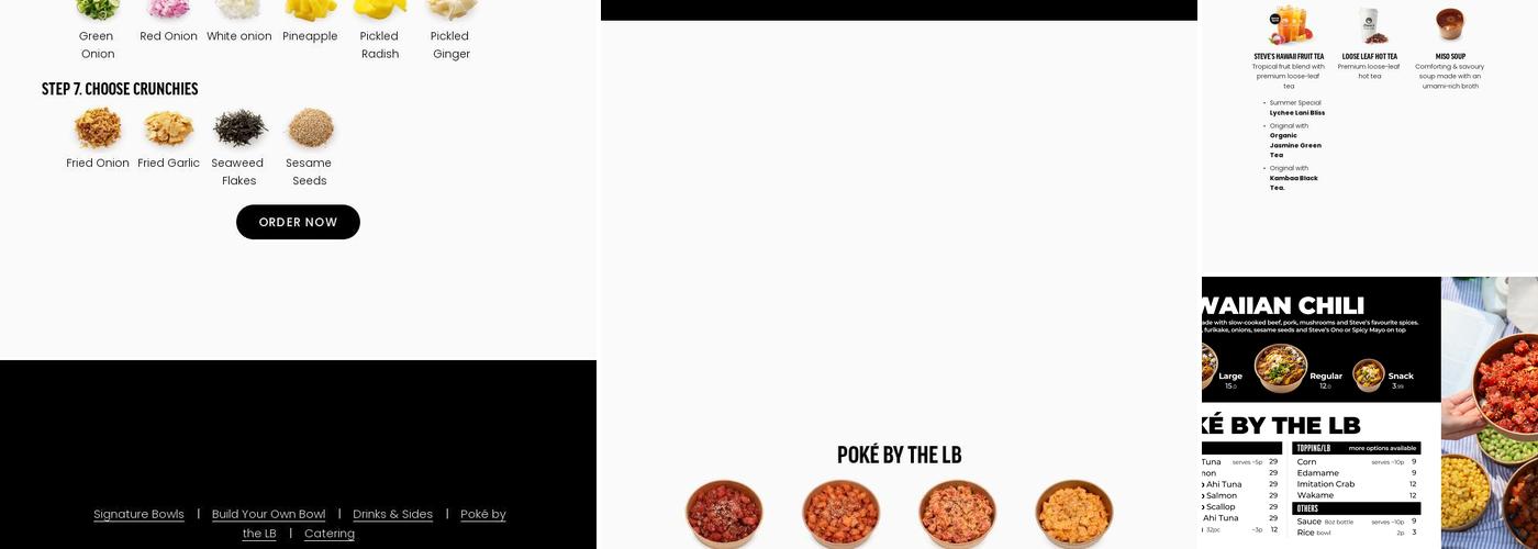 Steve’s Poké Bar Menu