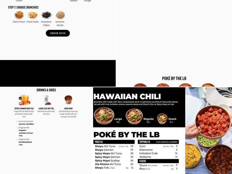 Steve’s Poké Bar Menu